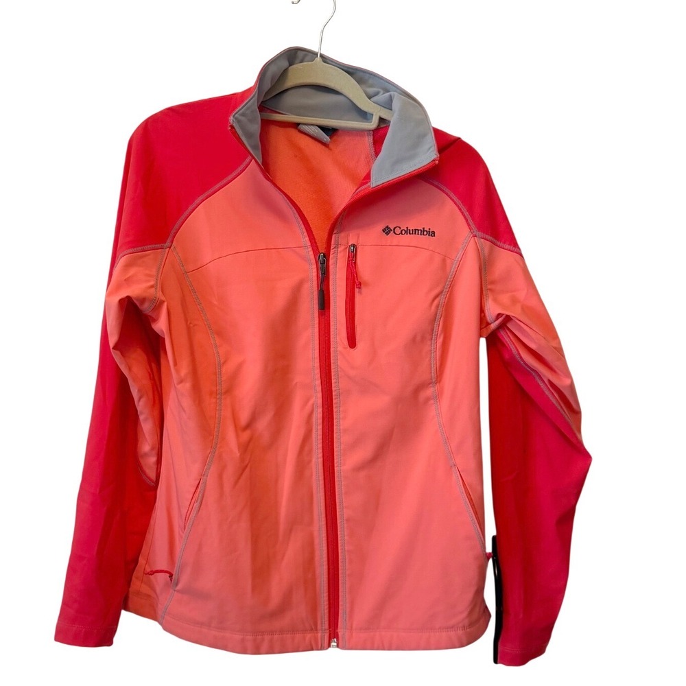 Columbia Womens Softshell Jacket Coral Pink Full Zip Activewear Medium Sporty